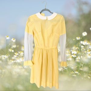 Vintage 1960s Minidress Yellow Peter Pan Collar
